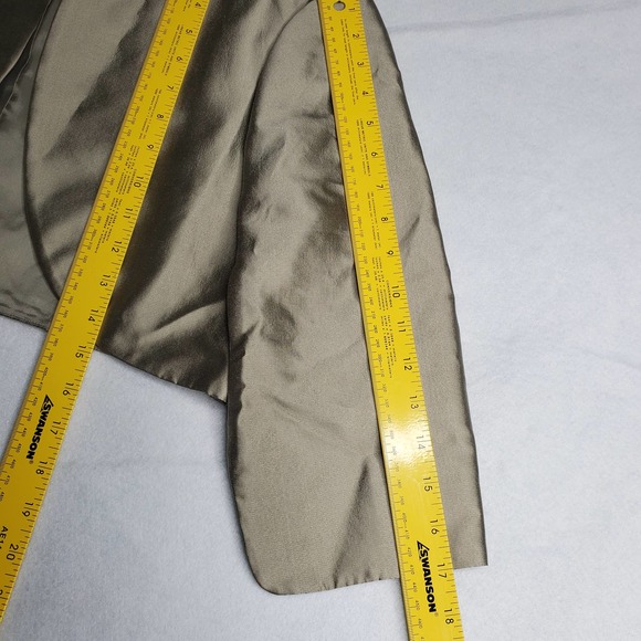 ADRIANNA PAPPEL Satin Champagne Formal Shutter Pleaded Midi Jacket Dress 10 1333 - Picture 10 of 12